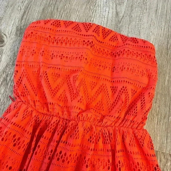 Womens No Boundaries Orange Strapless Mini Dress - S - Picture 2 of 5